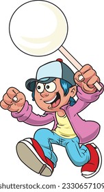 cartoon kid. Vector clip art illustration with simple gradients. All in a single layer.