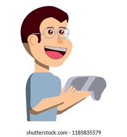 cartoon kid with videogames design