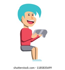cartoon kid with videogames design