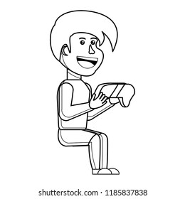 cartoon kid with videogames design