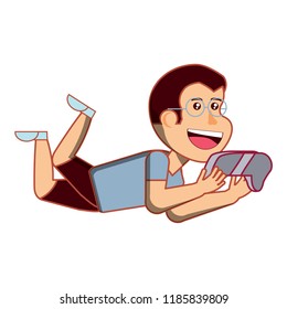 cartoon kid with videogames design