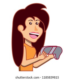 cartoon kid with videogames design