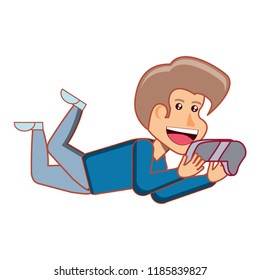 cartoon kid with videogames design