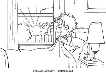 Cartoon kid waking