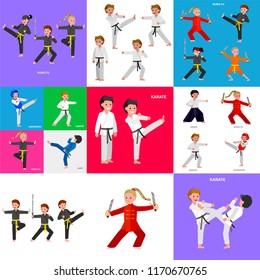 Cartoon kid wearing kimono, martial art kimono