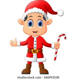 cartoon kid wearing santa costume