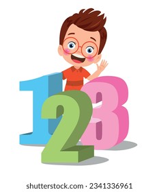 Cartoon kids with 123 numbers vector image