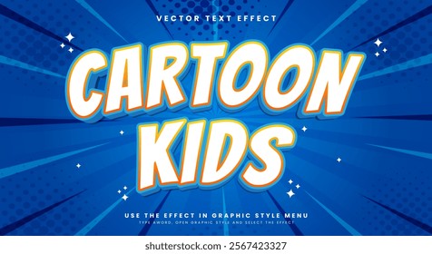 Cartoon kids 3d editable text effect Template