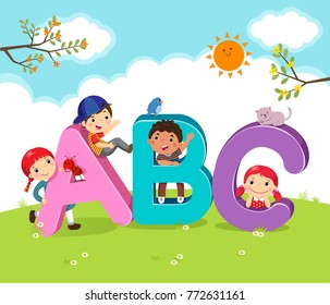 Cartoon kids with ABC letters - Shutterstock ID 772631161