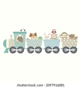 Cartoon Kids Animal Train Vector Stock Vector (Royalty Free) 2097916081 ...