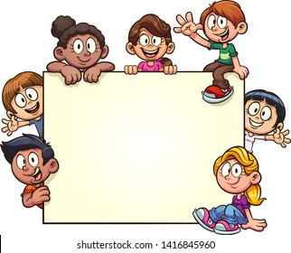 Cartoon Kids Holding Sign Vector Clip Stock Vector (Royalty Free ...