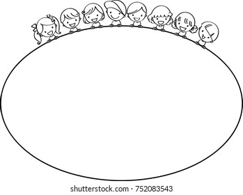 cartoon kids with blank border