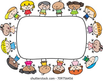 cartoon kids with border