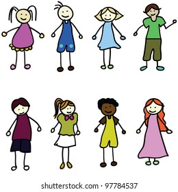 cartoon kids of boy and girls for children, fun, school and others
