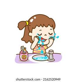 Cartoon kids brush your face.