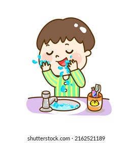 Cartoon kids brush your face.