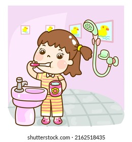 Cartoon kids brush your teeth.