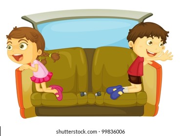 cartoon of kids in a car