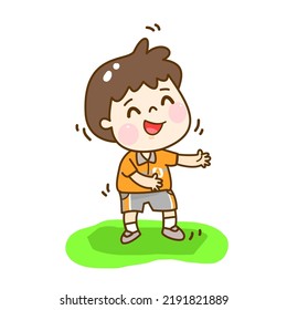 Cartoon kids Character on playground.