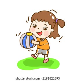 Cartoon kids Character on playground.
