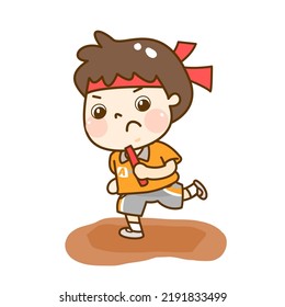 Cartoon kids Character on playground.