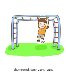 Cartoon kids Character on playground.