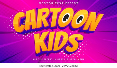 Plantilla de efecto de texto editable en 3D de estilo cómico para niños de dibujos animados