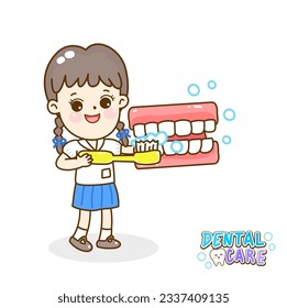 Cartoon kids dental care character. 