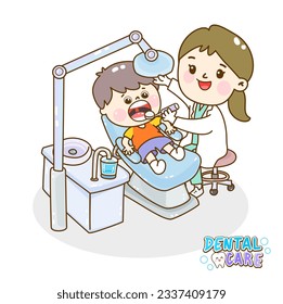 Cartoon kids dental care character. 