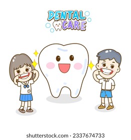 Cartoon kids dental care character. 