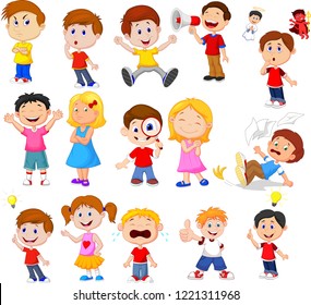 Cartoon kids with different expression