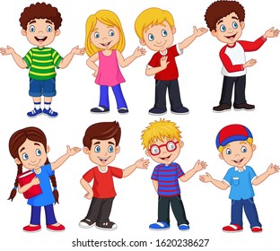 Cartoon kids with different expressions