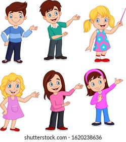 Cartoon kids with different posing