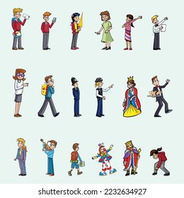 Cartoon kids with different posing pro Vector illustration