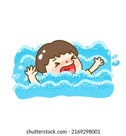 Cartoon Kids Drowning Water Stock Vector (Royalty Free) 2169298001 ...