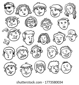 Vector Set Funny Children Faces Stock Vector (Royalty Free) 381105973