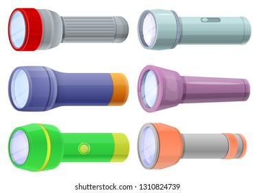 Cartoon kids flashlight vector set. Illustration of cartoon kids flashlight vector icons for web design