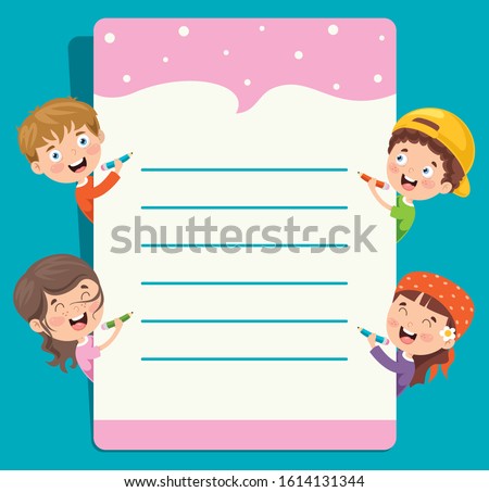Cartoon Kids With A Frame With Copy Space