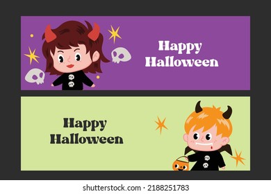 Cartoon Kids Halloween Ghost Costume Party Fun Vector Illustration