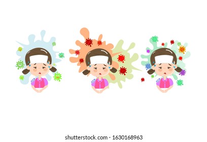 Cartoon Kids Having Cold vector