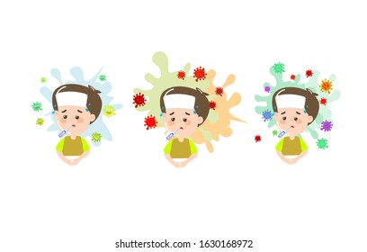 Cartoon Kids Having Cold vector