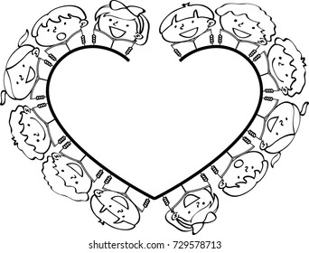 Cartoon Kids Heart Shape Border Icon Stock Vector (Royalty Free ...