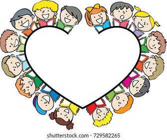 Cartoon Kids Heart Shape Border Icon Stock Vector (Royalty Free ...