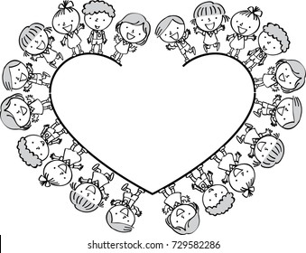 Cartoon Kids Heart Shape Border Icon Stock Vector (Royalty Free ...