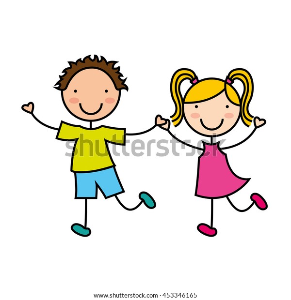 Cartoon Kids Icon Smiling Fun Vector Stock Vector (Royalty Free) 453346165