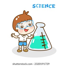 Cartoon-Kinder lernen naturwissenschaftliche Klasse.