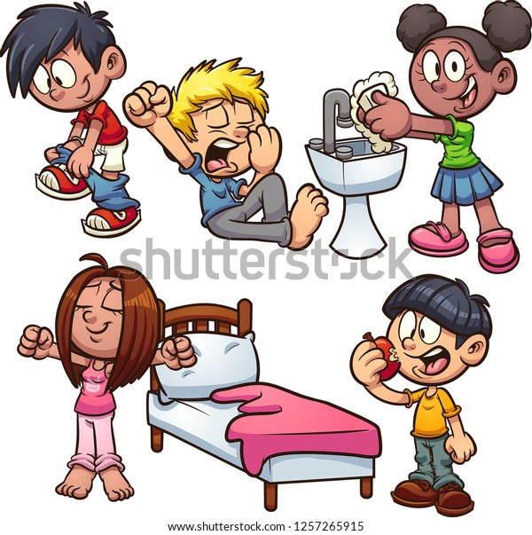 Cartoon Kids Performing Different Actions Vector Stock Vector (Royalty ...