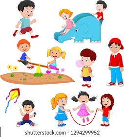 Cartoon kids playing 