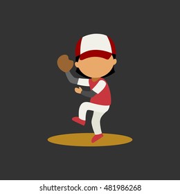 Cartoon of kids playing baseball. Vector Illustration