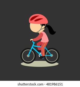 Cartoon of kids playing bicycle. Vector Illustration